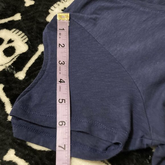 PHARAPHRASE Heathered dark blue peak-a-boo cutout sleeve t-shirt SMALL MEDIUM - Picture 4 of 15